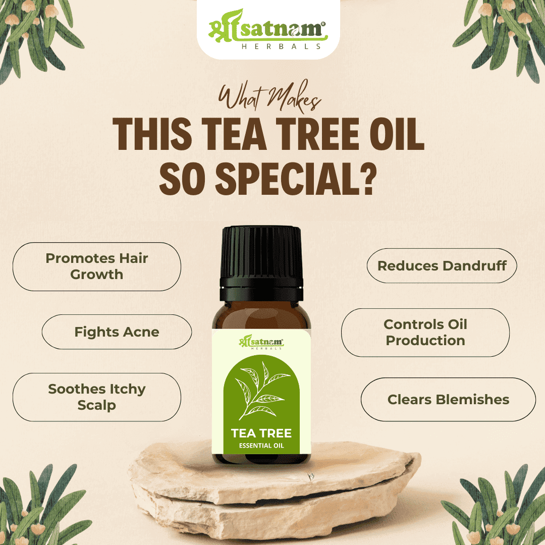 Shree Satnam Herbals Tea-Tree Essential Oil for Hair, Skin, Body, Aromatherapy – 15ml