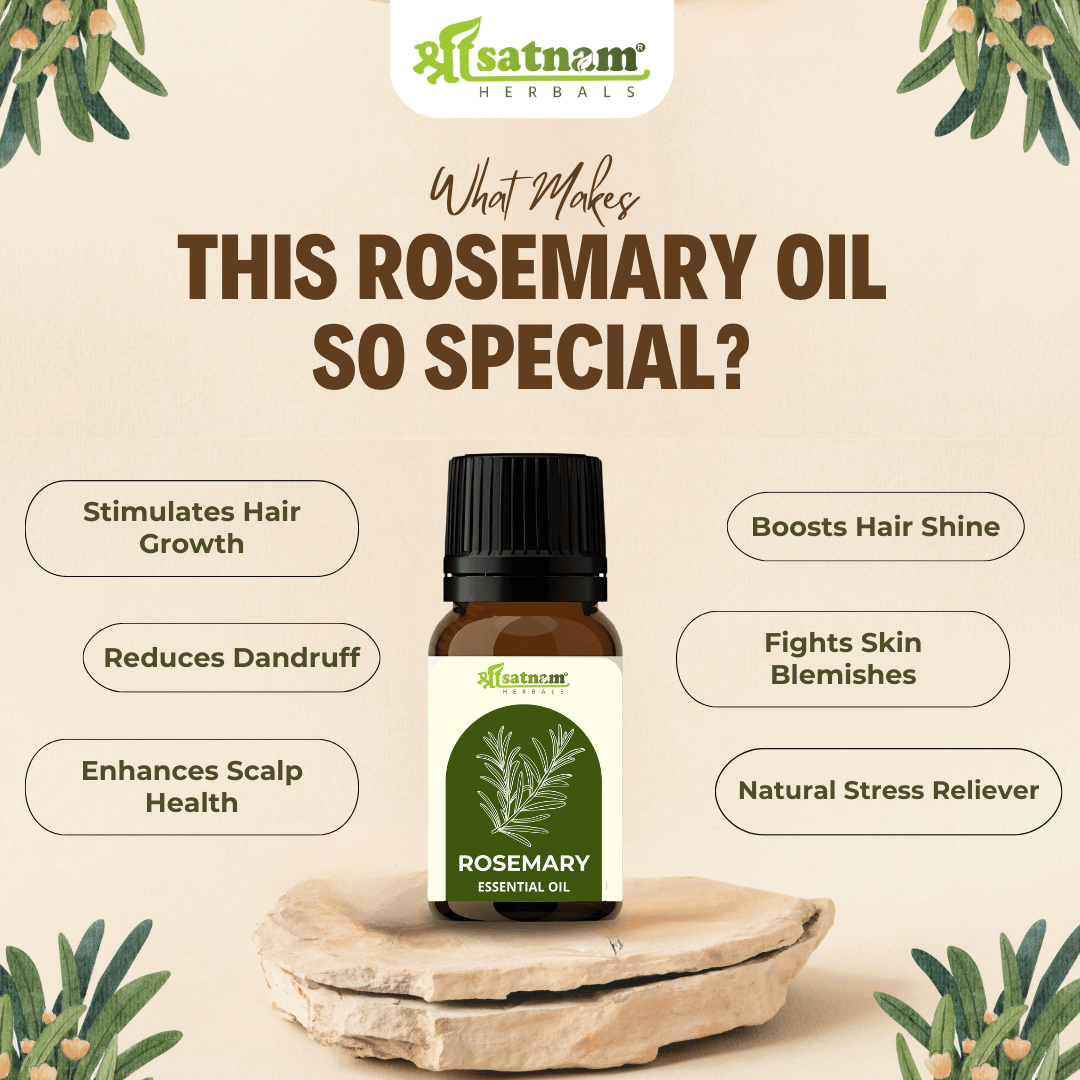 Shree Satnam Herbals Rosemary Essential Oil for Hair Growth, Skin, Body, Aromatherapy – 15ml