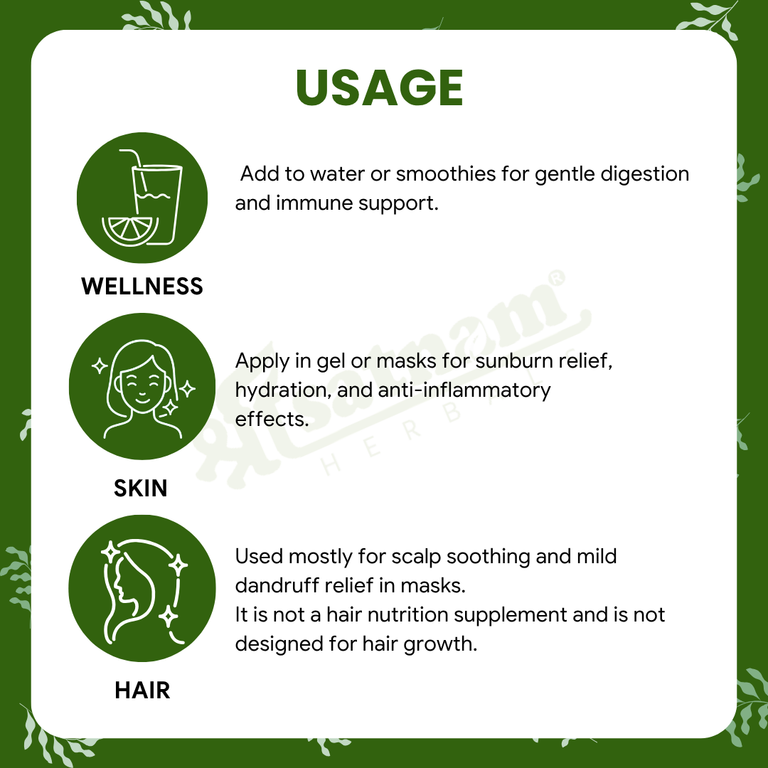 Pure Aloe Vera Powder – Hydrating Herbal Soother for Skin Repair, Sunburn Relief & Digestive Comfort (100g)