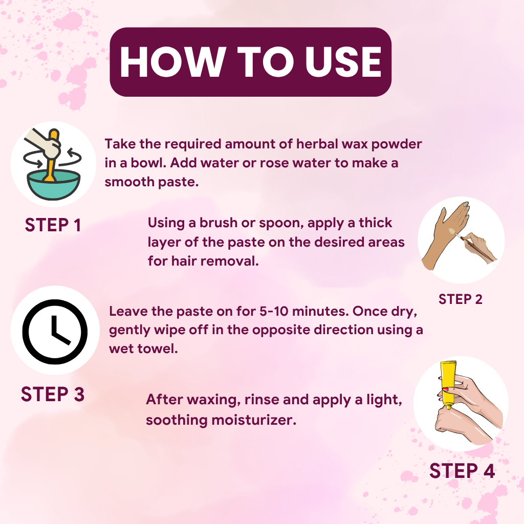 Herbal Wax Powder Painless Hair Removal & De-Tan | Ubtan, Rose & Sandalwood
