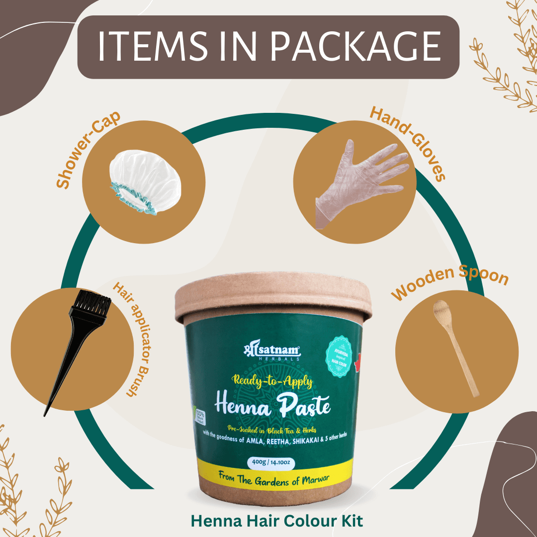 Shree Satnam Herbals Pre-Soaked Ready to apply Henna Paste 400gm & Organic Indigo Leaf Powder 100gm for Rich BLACK shade, Hair Growth, Hairfall Control & Hair Smoothening (Combo Pack of 2)