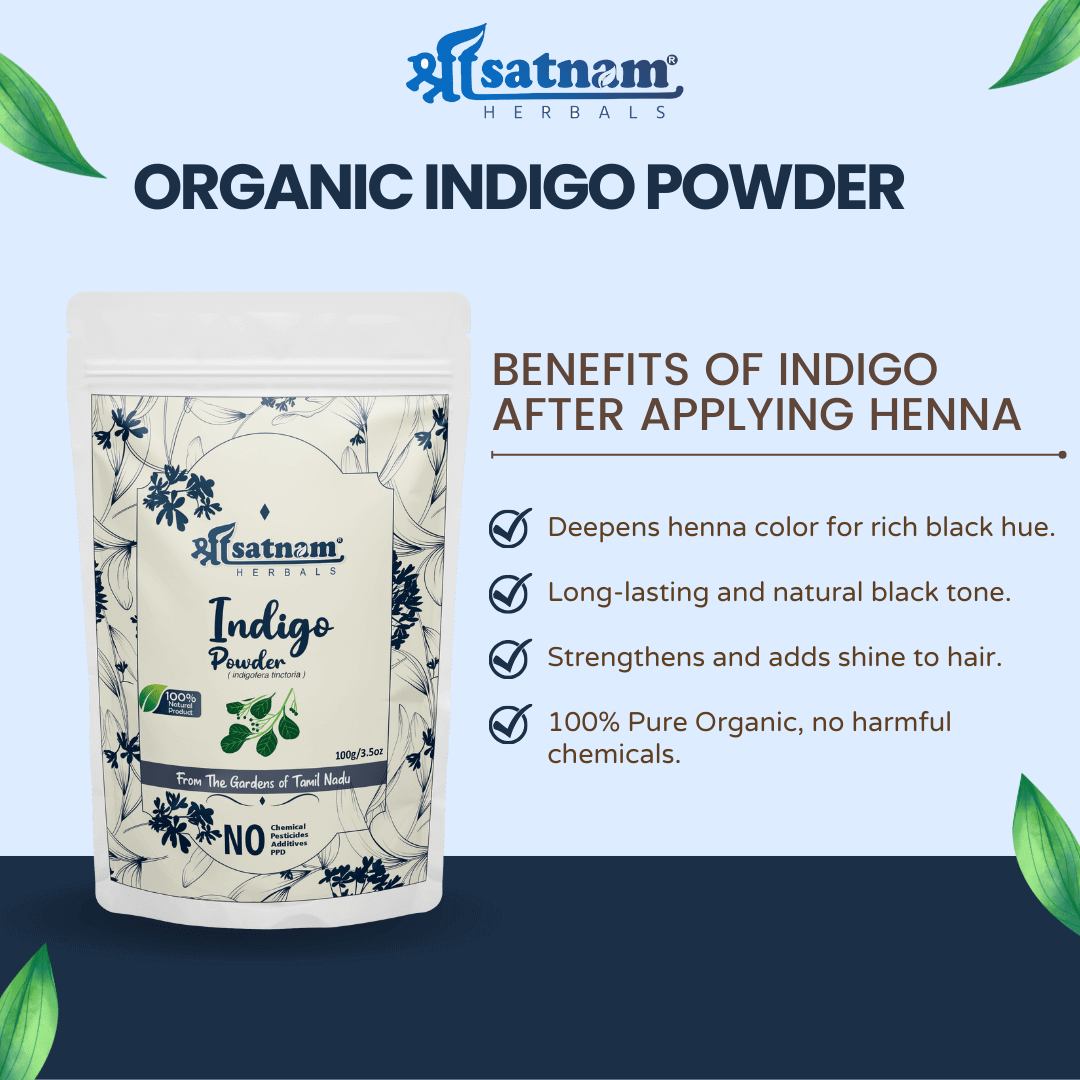 Shree Satnam Herbals Pre-Soaked Ready to apply Henna Paste 400gm & Organic Indigo Leaf Powder 100gm for Rich BLACK shade, Hair Growth, Hairfall Control & Hair Smoothening (Combo Pack of 2)
