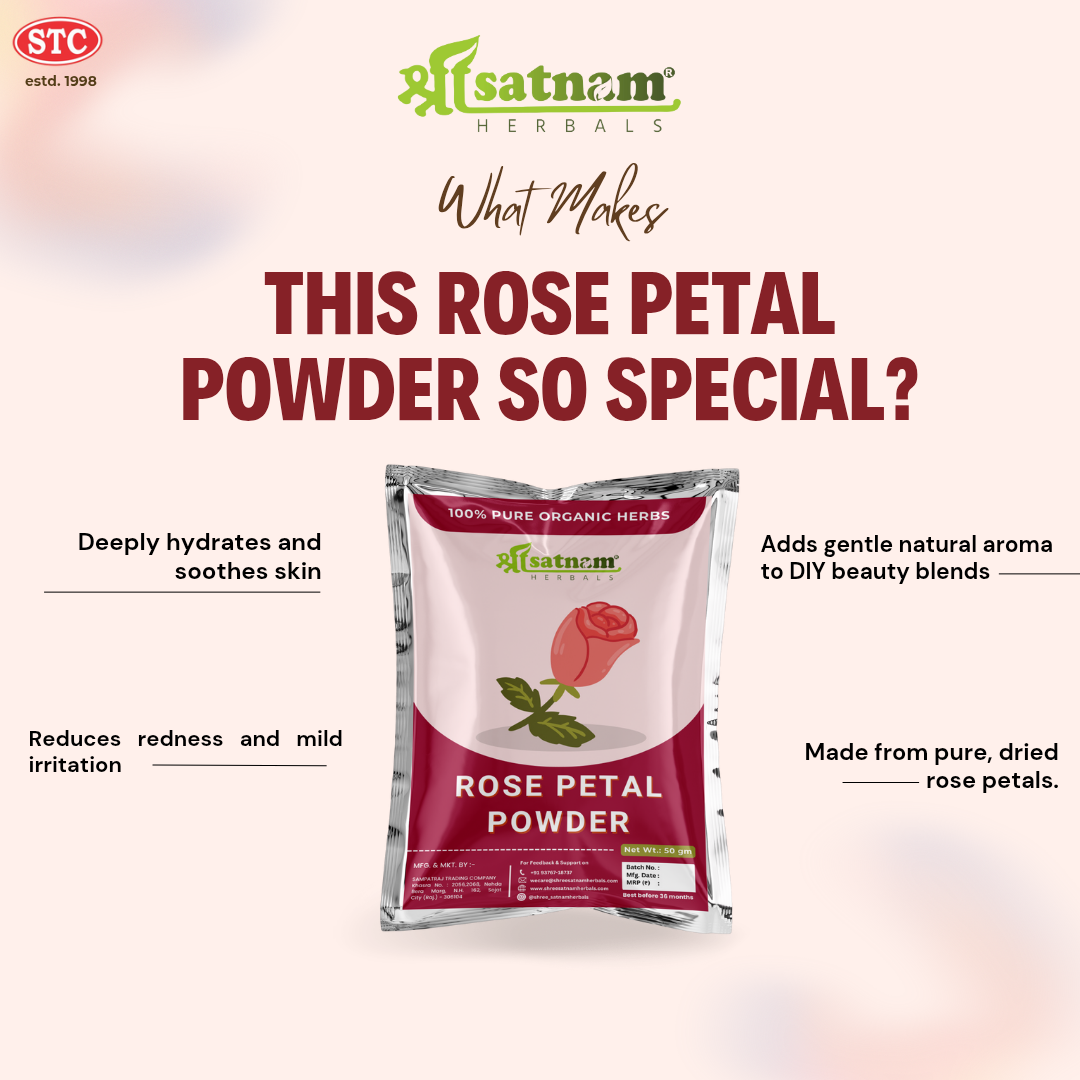 Pure Rose Petal Powder – Gentle Floral Mask for Hydrated, Glowing Skin & Delicate Hair Care (100g)