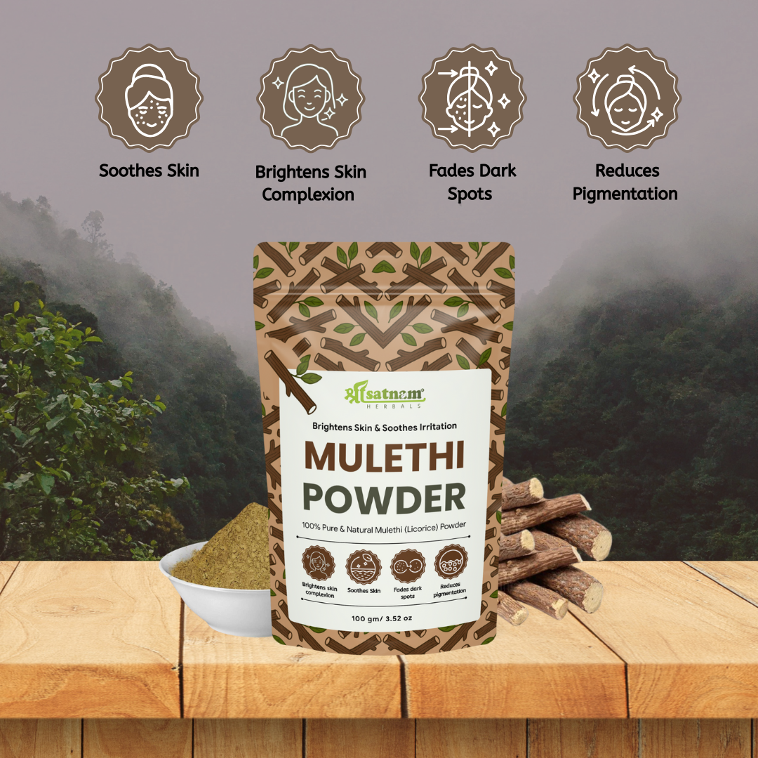 Pure Mulethi Powder (Licorice Root) – Ayurvedic Throat Soother for Digestion, Skin Brightening & Wellness (100g)