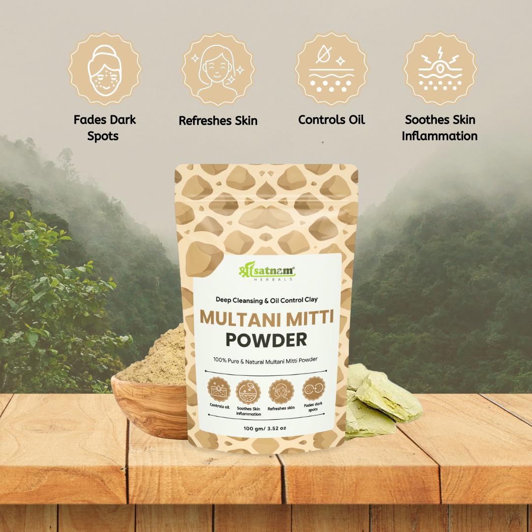 Pure Multani Mitti (Fuller’s Earth) – Natural Clay for Acne-Free Skin, Deep Cleansing & Oil Control (100g)