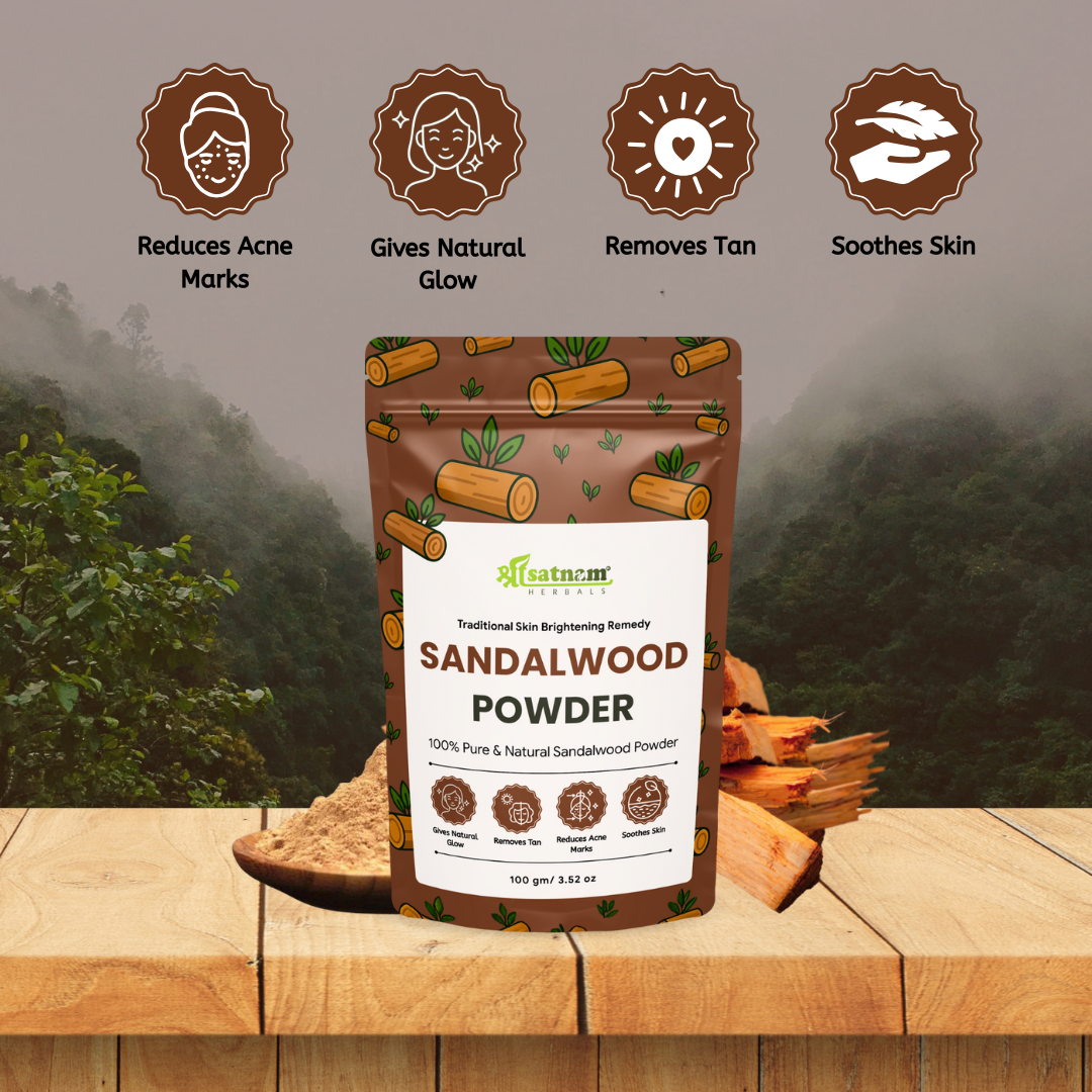 Pure Sandalwood Powder – Aromatic Ayurvedic Remedy for Cooling, Brightening & Calming Sensitive Skin (100g)