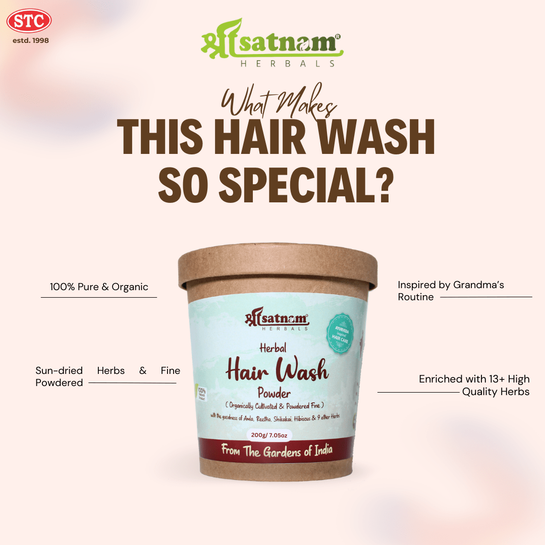 Shree Satnam Herbals Hair Wash Powder enriched with Amla, Reetha, Shikakai, Hibiscus, Manjistha, Rosemary & 9 other herbs – 200gm