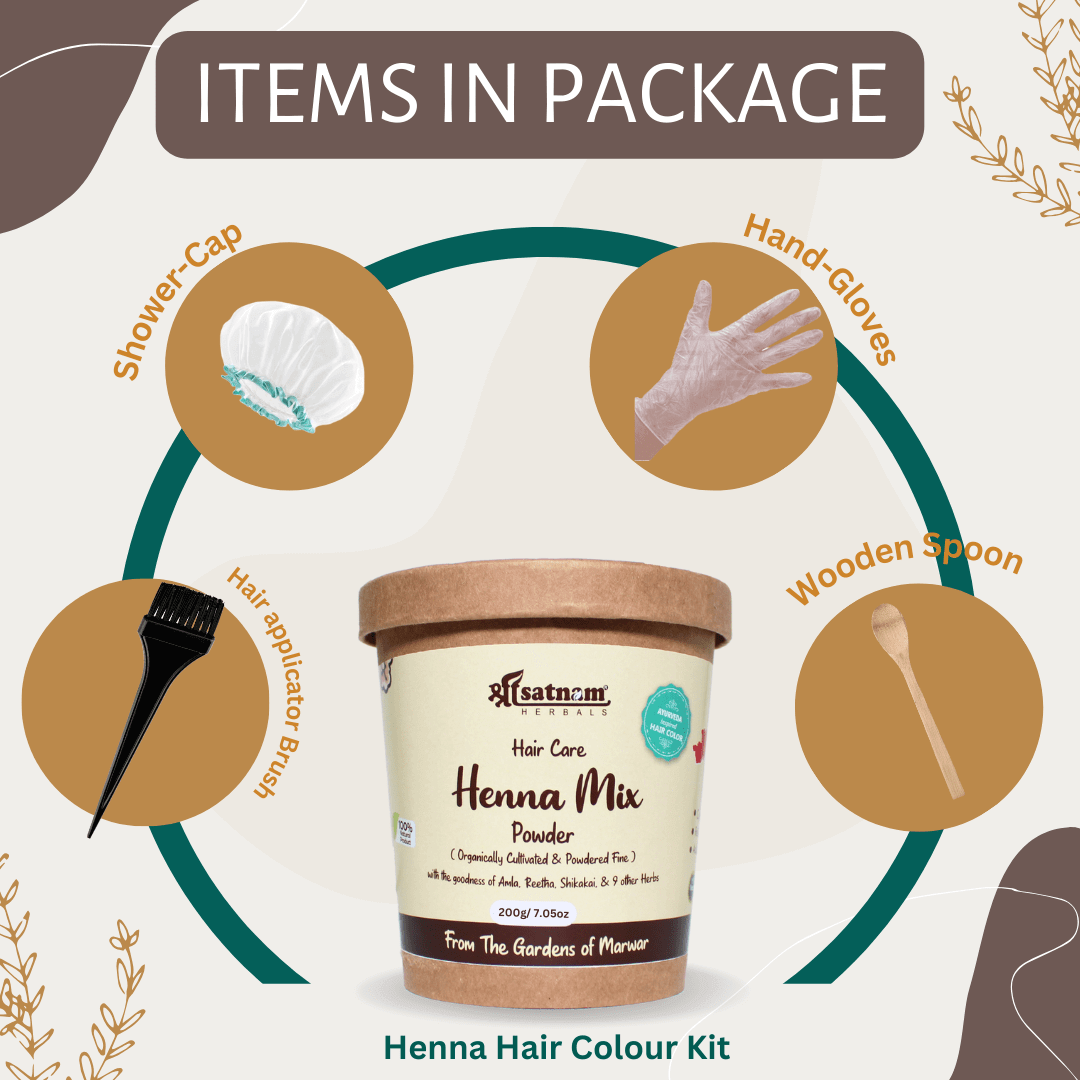 Shree Satnam Herbals Henna Mix Powder with Amla, Reetha, Shikakai & 9 other herbs – 200gm