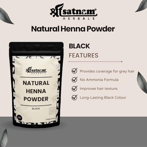 Natural Black Henna Hair Color | Ammonia Free | 100% Pure Sojat Henna | Rich, Natural Color for Stronger & Silkier Hair (100gm)