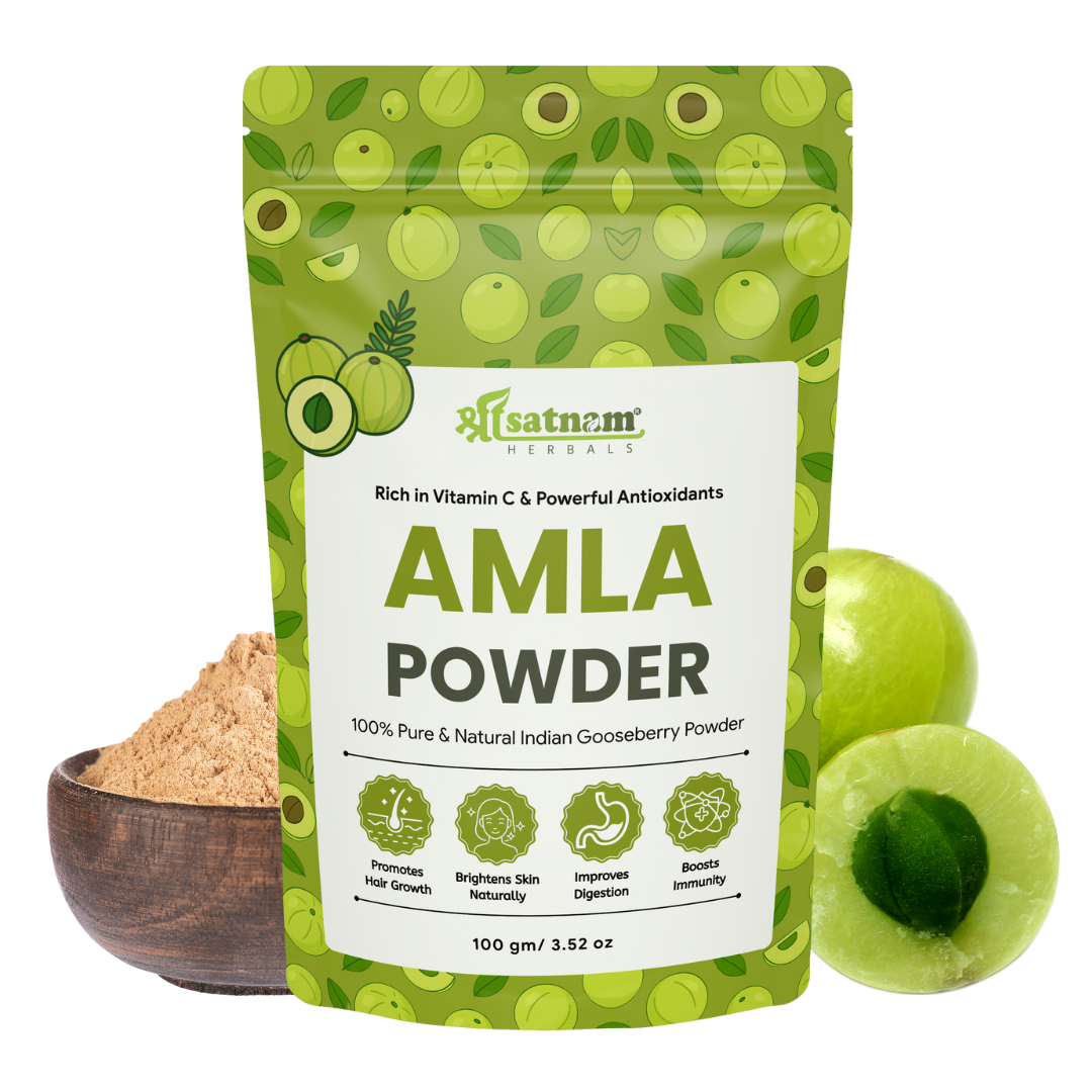 Pure Amla Powder (Indian Gooseberry) – Ayurvedic Vitamin C Rich Superfood for Hair Care, Skin Glow & Immunity Boost (100g)