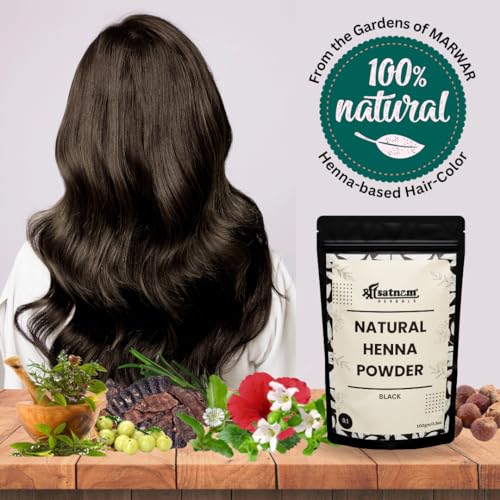 Natural Black Henna Hair Color | Ammonia Free | 100% Pure Sojat Henna | Rich, Natural Color for Stronger & Silkier Hair (100gm)