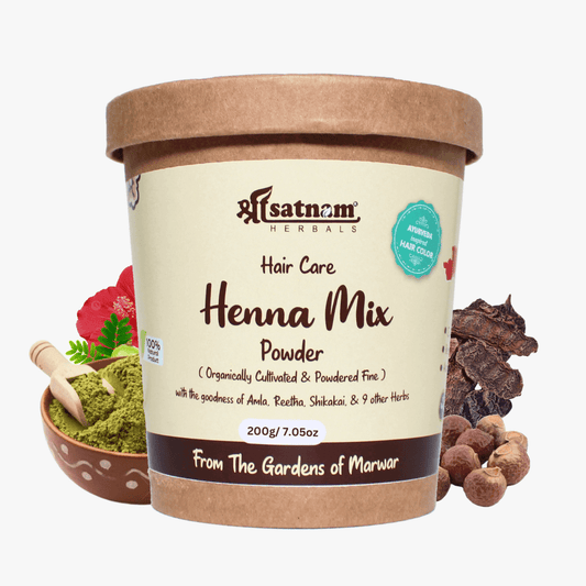 Shree Satnam Herbals Henna Mix Powder with Amla, Reetha, Shikakai & 9 other herbs – 200gm