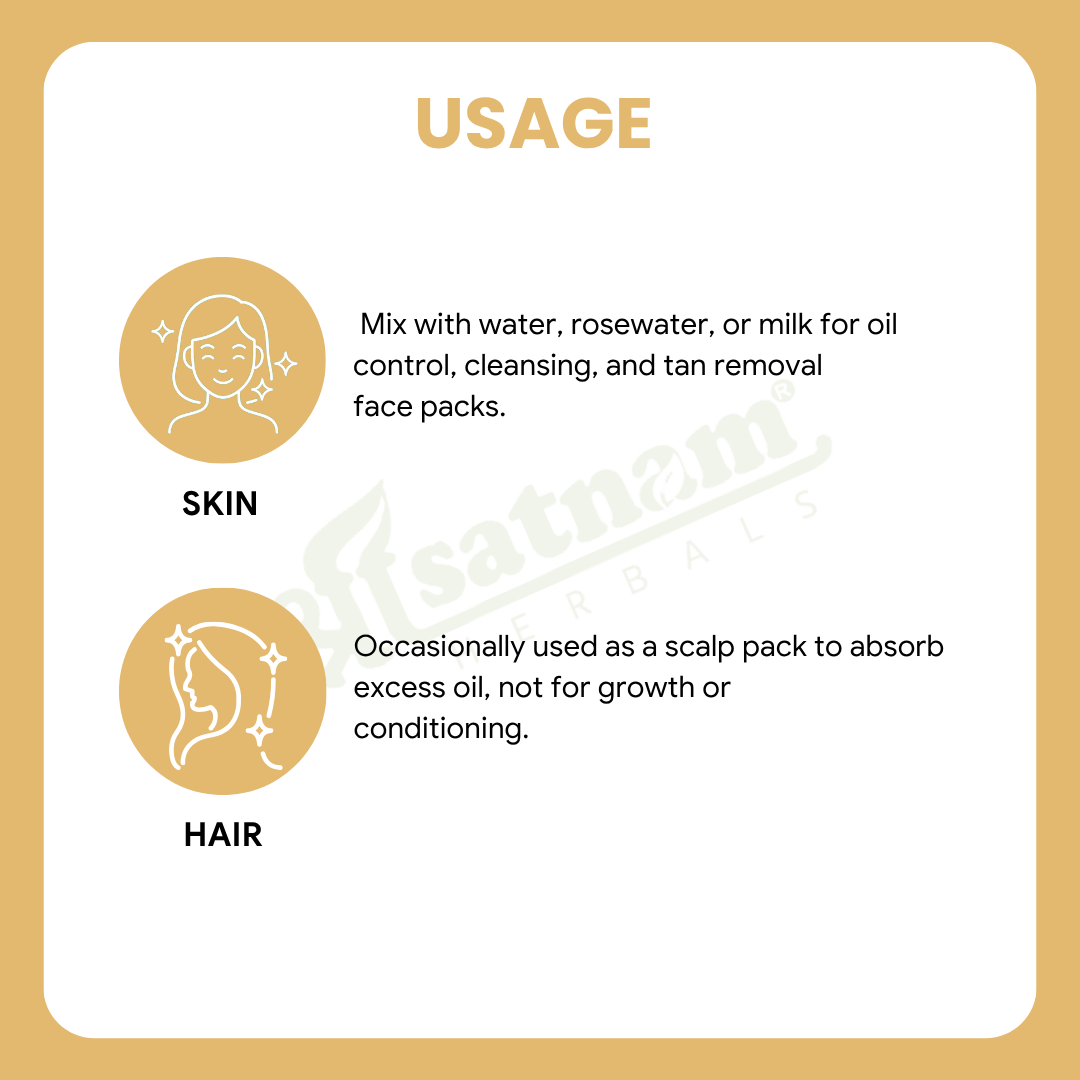 Pure Multani Mitti (Fuller’s Earth) – Natural Clay for Acne-Free Skin, Deep Cleansing & Oil Control (100g)