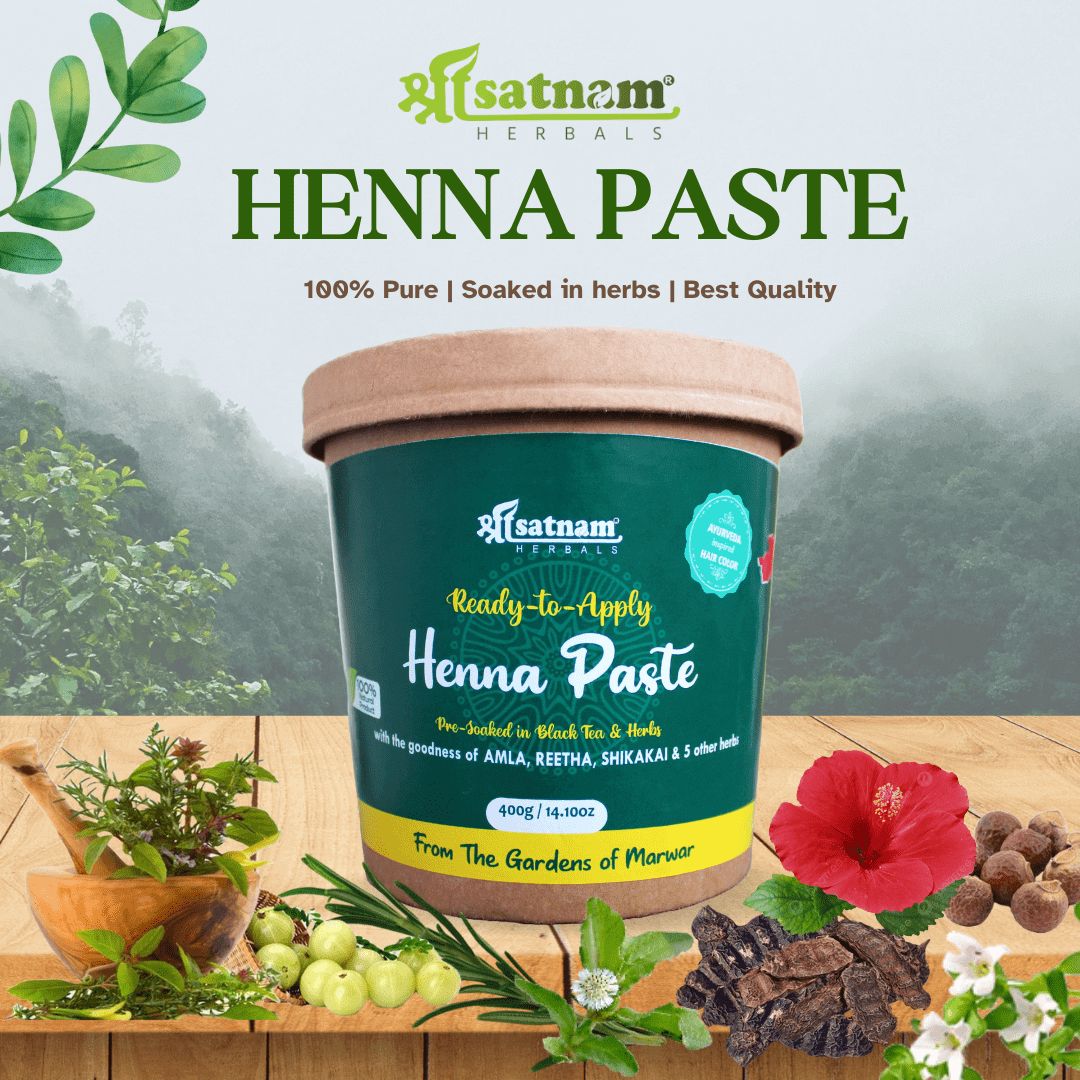 Shree Satnam Herbals PRE-SOAKED Ready-to-apply Henna Paste Kit – 400gm