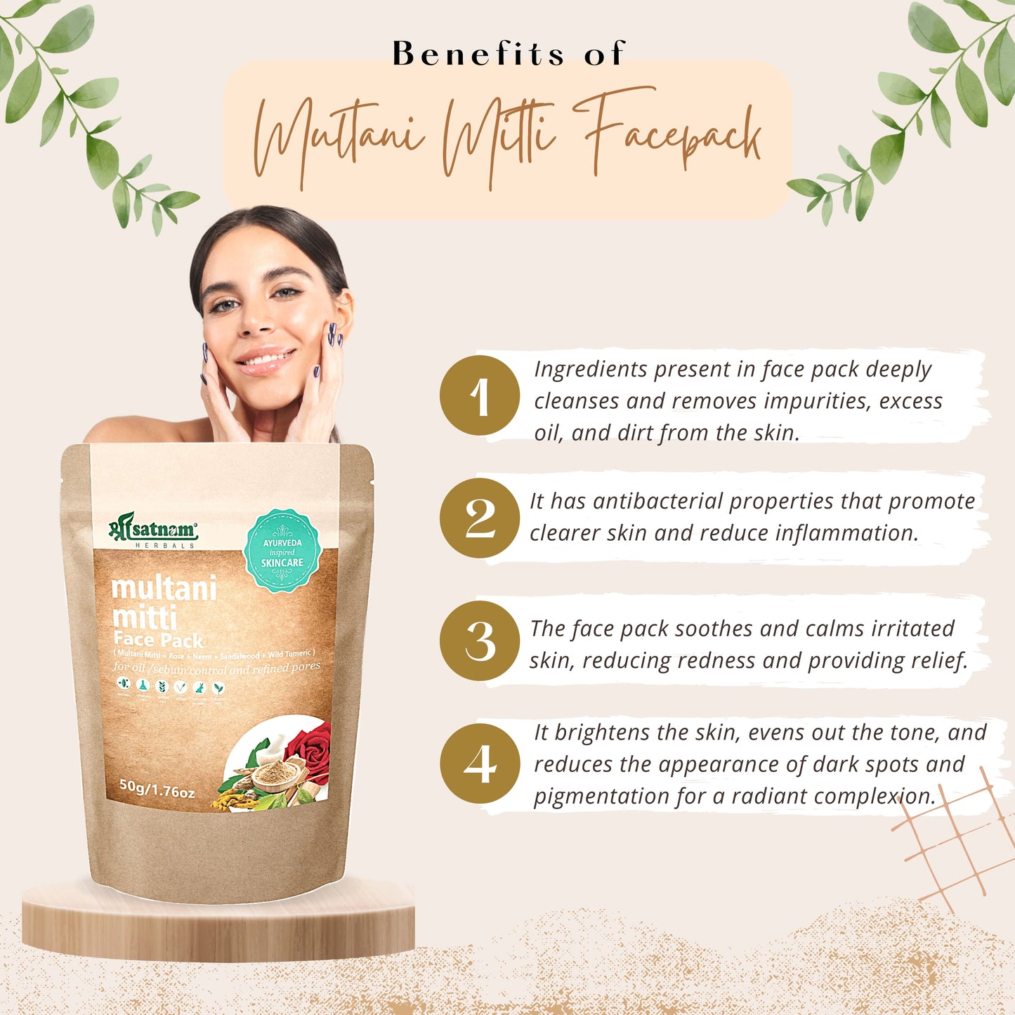 Shree Satnam Herbals Facepack Combo (Multani Mitti, De-tan, Glow) for Natural Glowing Skin & Skin Problems