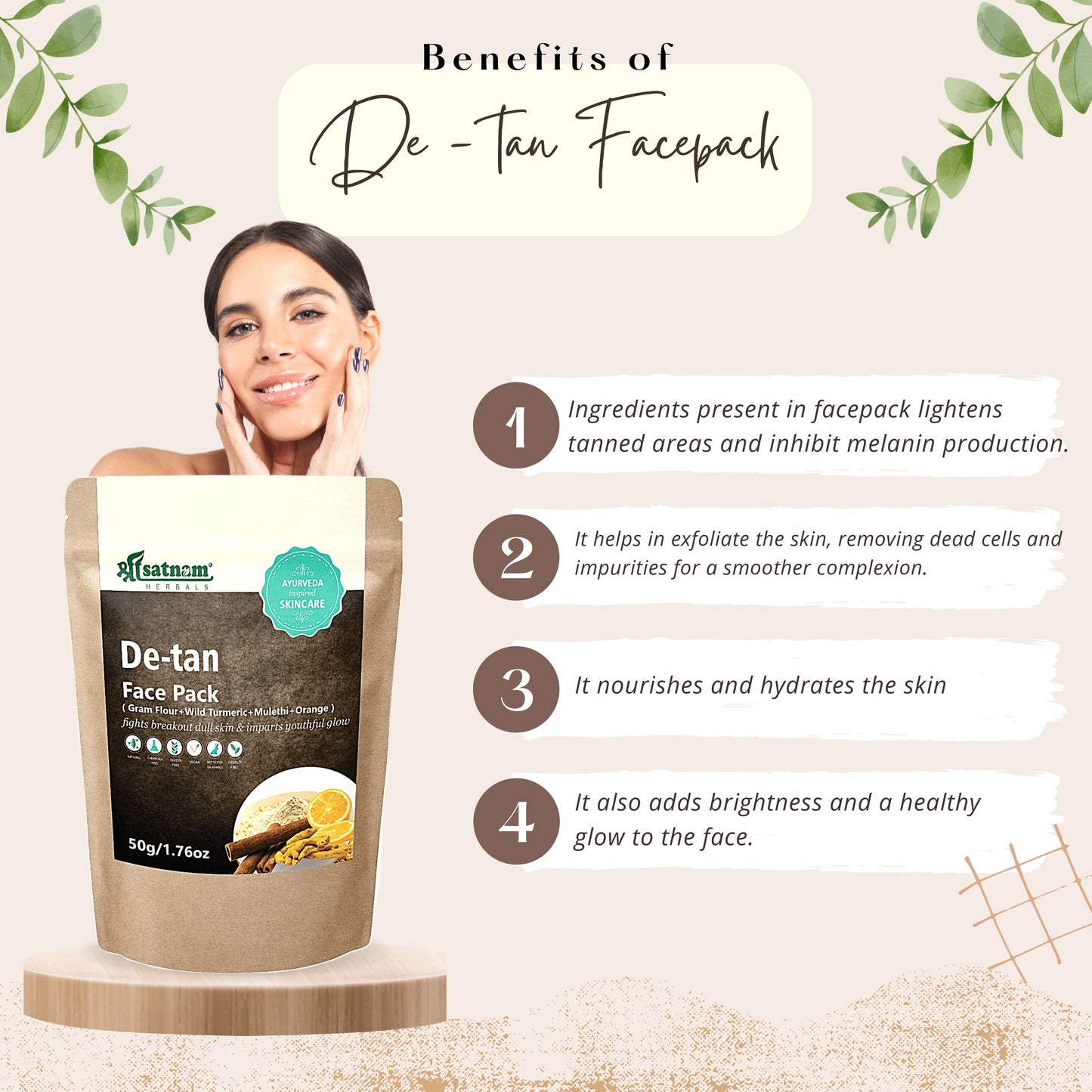 Shree Satnam Herbals Facepack Combo (Multani Mitti, De-tan, Glow) for Natural Glowing Skin & Skin Problems