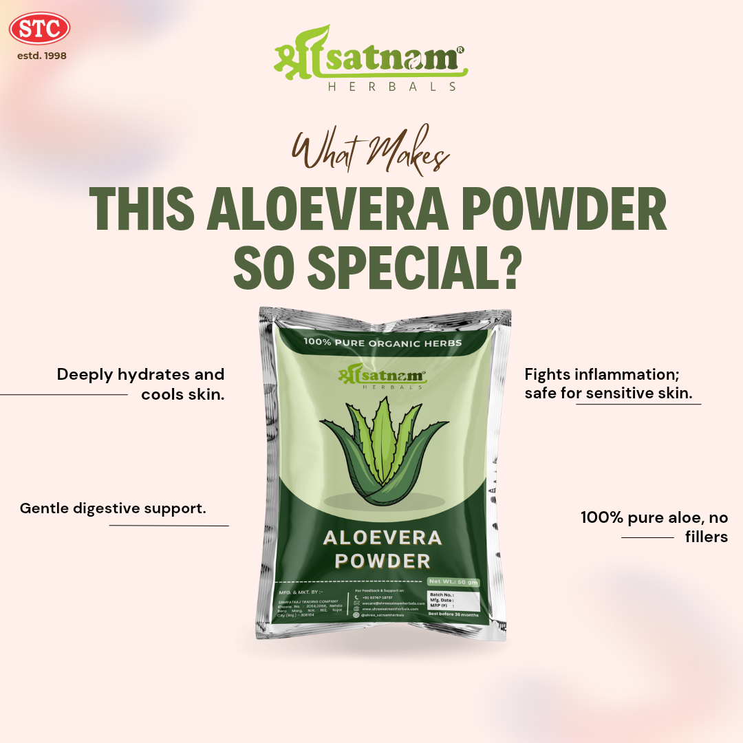 Pure Aloe Vera Powder – Hydrating Herbal Soother for Skin Repair, Sunburn Relief & Digestive Comfort (100g)